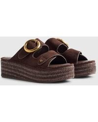 River Island - Ring Buckle Strap Wedge Sandals - Lyst