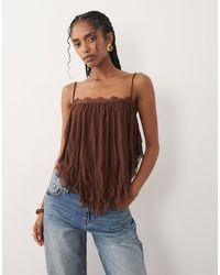 ASOS - Crinkle Floaty Cami With Lace Trim - Lyst