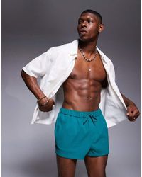 ASOS - Pantaloncini Da Bagno Taglio Super Corto -Azzurro Testurizzati - Lyst