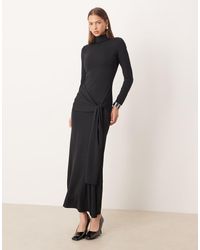 Gina Tricot - Soft Tie Front Knot Long Sleeve Maxi Dress With Low Back - Lyst
