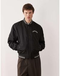 Calvin Klein - Nylon Graphic Bomber Jacket With Stripe Collar Detail - Lyst