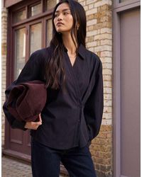 ASOS - Camicia A Portafoglio Nera Con Maniche Cocoon - Lyst