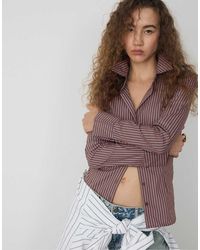 Stradivarius - Basic Gestreept Aansluitend Overhemd - Lyst