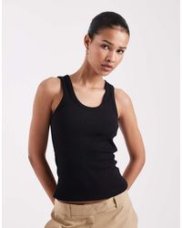 JJXX - Camiseta Negra De Tirantes De Canalé Frida De - Lyst