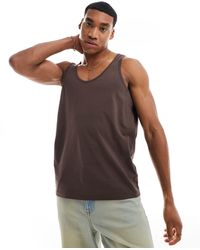ASOS - Camiseta marrón sin mangas - Lyst