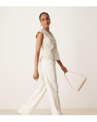 ASOS - Tall Tailored Slim Straight Linen Trousers - Lyst