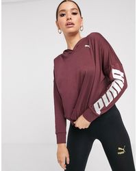 PUMA Soft Sport Hooded Top In Burgundy - Purple