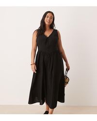 ASOS - Asos Design Curve V Neck Button Through Maxi Dress With Dropped Waist - Lyst
