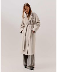 Bershka - Long Soft Belted Coat - Lyst