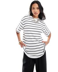 River Island - T-Shirt Boyfriend Nera E Bianca A Righe - Lyst