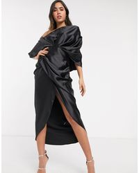 asos edition drape asymmetric linen midi dress