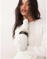 ASOS - Compact Crew Neck Cardigan With Self Covered Buttons - Lyst