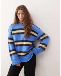 Monki - Oversized Fluffy Stripe Jumper - Lyst