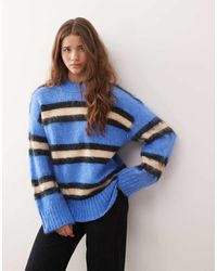 Monki - Oversized Fluffy Stripe Jumper - Lyst