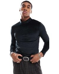 ASOS - Hoogsluitend Muscle Fit T-Shirt Met Lange Mouwen - Lyst