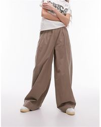 TOPSHOP - Pantalon plissé ultra ample en popeline - sable - Lyst