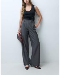ONLY - Pantalones De Sastre De Talle Alto En Gris Oscuro - Lyst