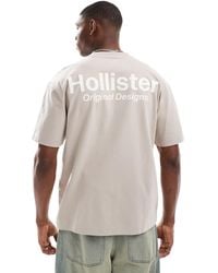 Hollister - T-shirt technique coupe carrée à logo au dos - beige - Lyst