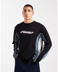 ASOS - Oversized Long Sleeve Cut And Sew T-shirt With Text Graphic - Lyst
