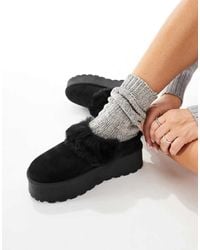 SEQWL - Faux Fur Flatform Mules - Lyst