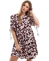 Wednesday's Girl - Bold Bloom Tie-sleeve Mini Smock Dress - Lyst