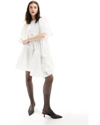 Ghospell - Ruched Bow Tie Mini Dress - Lyst