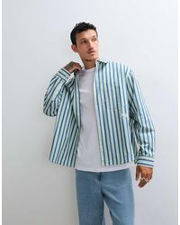 ASOS - Oversized Poplin Stripe Shirt With Chest Embroidery - Lyst