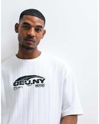 ASOS - T-Shirt Oversize Pesante Squadrata Bianca A Coste Larghe Con Scritta Sul Davanti - Lyst