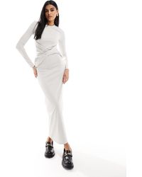 Vero Moda - Long Sleeved Ribbed Jersey Maxi Dress - Lyst