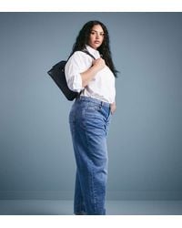 ASOS - Asos Design Curve Ankle Grazer Barrel Jeans With Cinch Waist - Lyst
