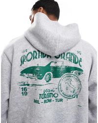 ASOS - Felpa Oversize Squadrata Grigia Con Stampa Di Automobile - Lyst