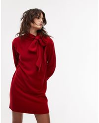 & Other Stories - Wool Knitted Mini Dress With Bow Scarf Detail - Lyst