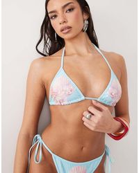 South Beach - Pink Shell Print Triangle Bikini Top - Lyst