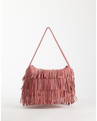 ASOS - Suede Fringe Clutch Bag With Detachable Shoulder Strap - Lyst