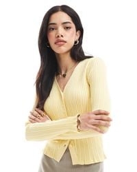 ASOS - Button Front V Neck Cardigan With Frill - Lyst
