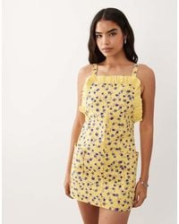 ASOS - Pinny Mini Dress With Pockets And Ruffles - Lyst