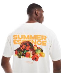 Jack & Jones - Camiseta Color Crema Extragrande Con Estampado "Summer Essence" De -Blanco - Lyst