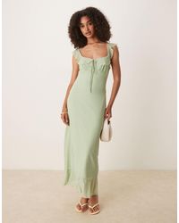 ASOS - Mesh Double Frill Midi Tea Dress - Lyst