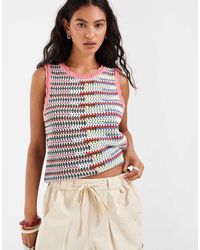 Object - Canotta All'Uncinetto Senza Maniche Multicolore Con Cuciture A Vista - Lyst