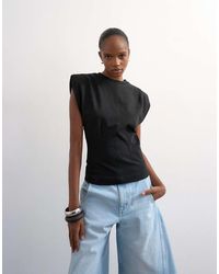 TOPSHOP - Shoulder Pad T-Shirt - Lyst
