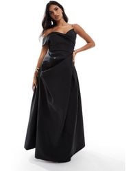 Jarlo - Off The Shoulder A Line Maxi Dress With Corset Detail - Lyst