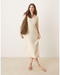 Y.A.S - Knitted Polo Neck Short Sleeve Midi Dress - Lyst