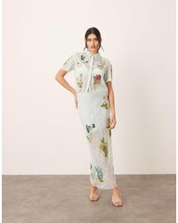 ARRANGE - Jupe d'ensemble mi-longue en dentelle avec motifs floraux - clair - Lyst