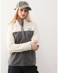Columbia - Forro Polar Gris Jaspeado Y Blanco Tiza Sin Cierres Con Media Tapeta De Botones De Presión Benton Springs Ii De - Lyst