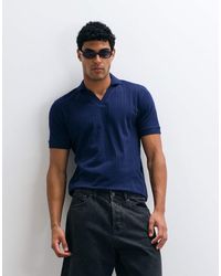 SELECTED - Geribde Polo Met Split Hals - Lyst