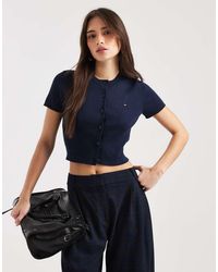 Tommy Hilfiger - Essential Rib Short Sleeve Cardigan - Lyst