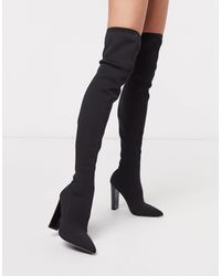 womens over the knee thigh high chunky platform block heel boots