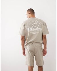 River Island - Set Van Recht Oversized T-Shirt En Short Met Woorddetail - Lyst