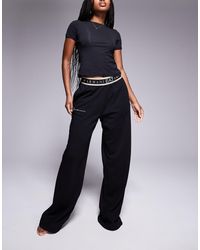 EA7 - Armani Wide Leg Trousers With Logo Waistband - Lyst
