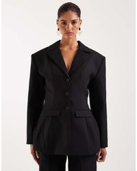 Wanderdoll - Farron Tailored Structured Cinch Waist Longline Blazer Co-Ord - Lyst